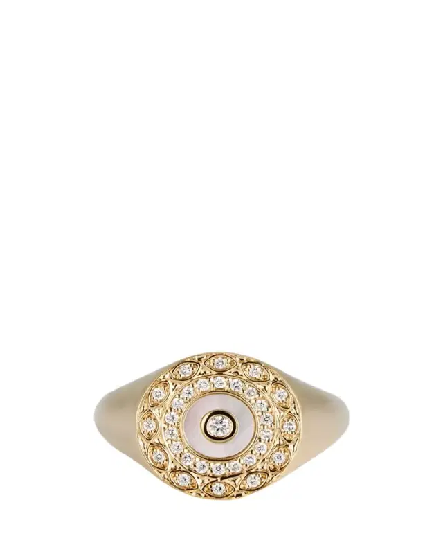 Sydney Evan Marquise Eye Border Stone Inlay Evil Eye Signet Ring