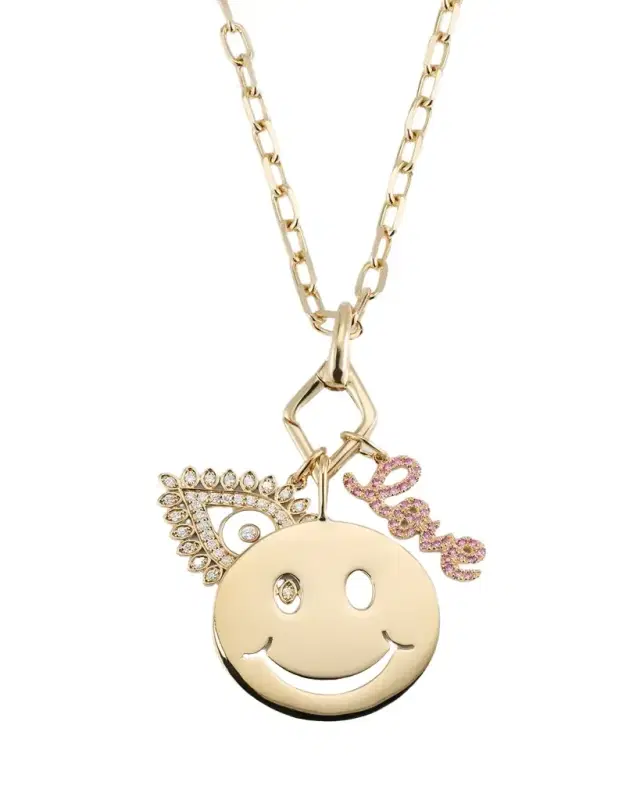 Sydney Evan 14K Love, Protection and Happiness Combo Necklace
