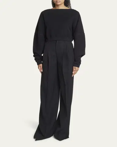Saint Laurent Cropped Cotton Sweatshirt | Thumbnail 2