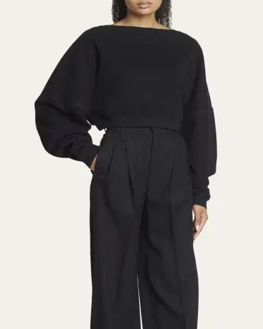 Saint Laurent Cropped Cotton Sweatshirt | Thumbnail 4