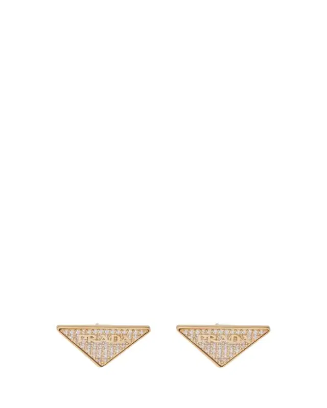 Prada Crystal Logo Symbole Stud Earrings