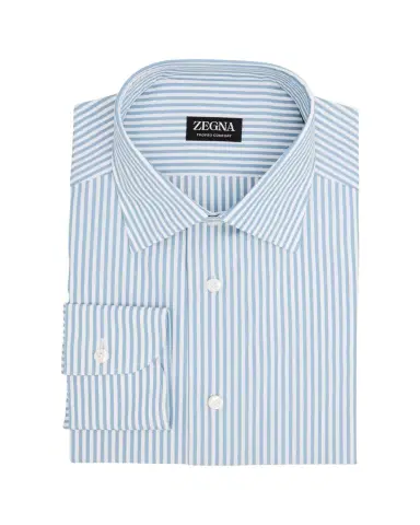 ZEGNA Men's Trofeo Cotton Stripe Dress Shirt | Thumbnail 1 ZEGNA Men's Trofeo Cotton Stripe Dress Shirt | Thumbnail 1