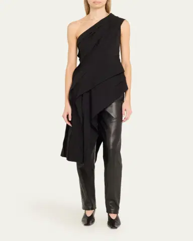 Bottega Veneta One-Shoulder Draped Fluid Viscose Top | Thumbnail 2 Bottega Veneta One-Shoulder Draped Fluid Viscose Top | Thumbnail 2