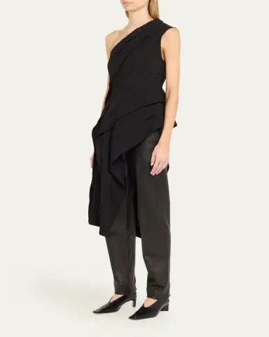 Bottega Veneta One-Shoulder Draped Fluid Viscose Top | Thumbnail 4 Bottega Veneta One-Shoulder Draped Fluid Viscose Top | Thumbnail 4