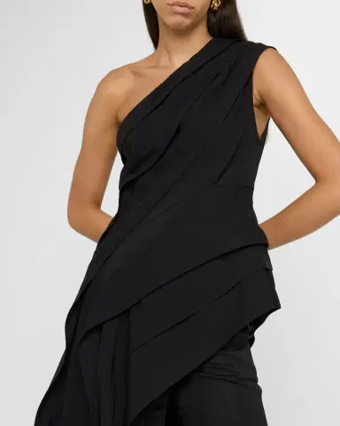 Bottega Veneta One-Shoulder Draped Fluid Viscose Top | Thumbnail 5 Bottega Veneta One-Shoulder Draped Fluid Viscose Top | Thumbnail 5