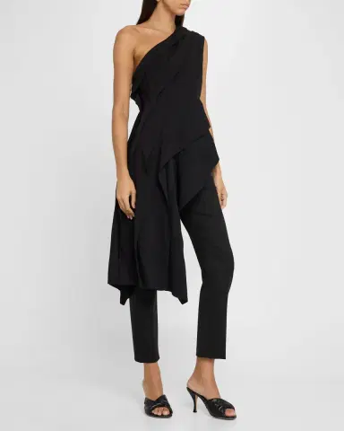 Bottega Veneta One-Shoulder Draped Fluid Viscose Top | Thumbnail 9 Bottega Veneta One-Shoulder Draped Fluid Viscose Top | Thumbnail 9