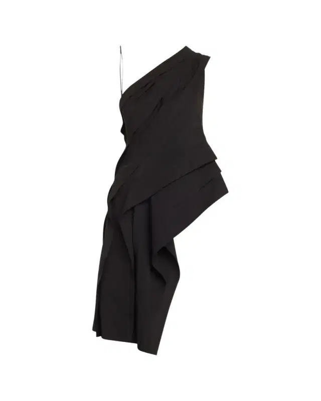 One-Shoulder Draped Fluid Viscose Top