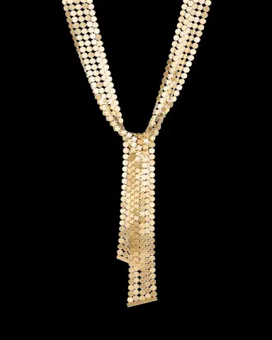 Lana 14K Yellow Gold Laser Mega Chainmail 5-Row Lariat Wrap Necklace | Thumbnail 2
