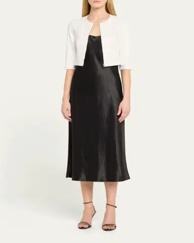 Susan Bender Stretch Leather Zip-Front Cardigan | Thumbnail 2