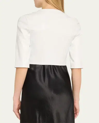 Susan Bender Stretch Leather Zip-Front Cardigan | Thumbnail 3