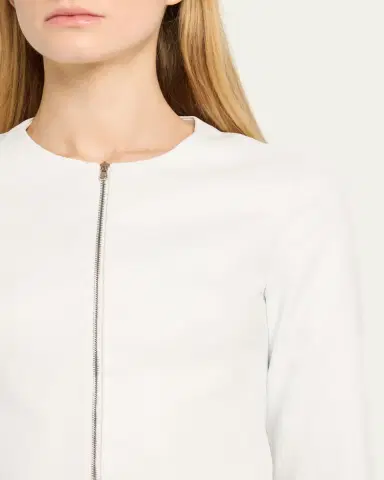 Susan Bender Stretch Leather Zip-Front Cardigan | Thumbnail 5