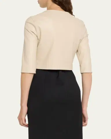 Susan Bender Stretch Leather Zip-Front Cardigan | Thumbnail 7