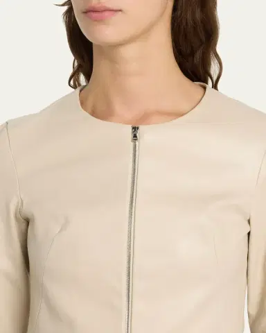 Susan Bender Stretch Leather Zip-Front Cardigan | Thumbnail 9