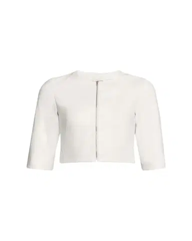 Susan Bender Stretch Leather Zip-Front Cardigan | Thumbnail 1