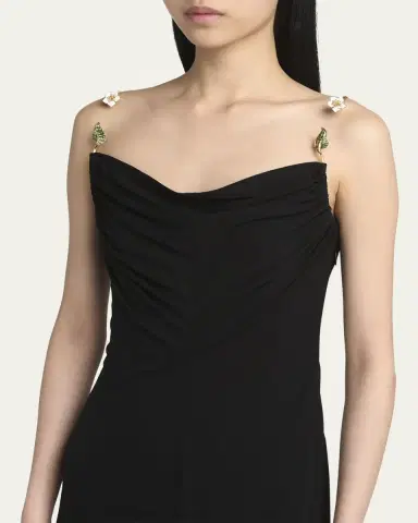 Bottega Veneta Matte Crepe Jersey Midi Dress with Embellished Hardware Straps | Thumbnail 5 Bottega Veneta Matte Crepe Jersey Midi Dress with Embellished Hardware Straps | Thumbnail 5