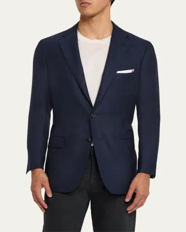 Kiton Men's Solid Cashmere Blazer | Thumbnail 4 Kiton Men's Solid Cashmere Blazer | Thumbnail 4