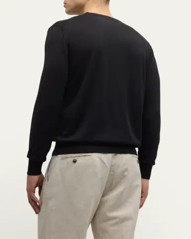 Loro Piana Men's Scollo Cashmere V-Neck Sweater | Thumbnail 3