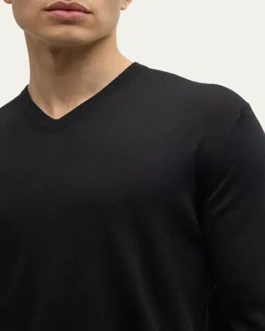 Loro Piana Men's Scollo Cashmere V-Neck Sweater | Thumbnail 5