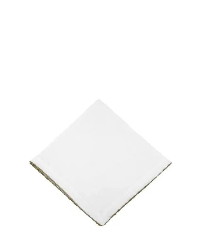 Tina Chen Designs Picot Edge White & Green Napkin
