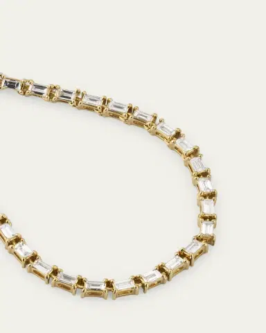 Lana 14K Yellow Gold Baguette Diamond Tennis Necklace. 16"L | Thumbnail 3