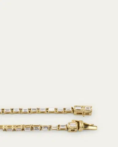 Lana 14K Yellow Gold Baguette Diamond Tennis Necklace. 16"L | Thumbnail 4