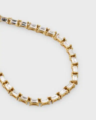 Lana 14K Yellow Gold Baguette Diamond Tennis Necklace. 16"L | Thumbnail 6