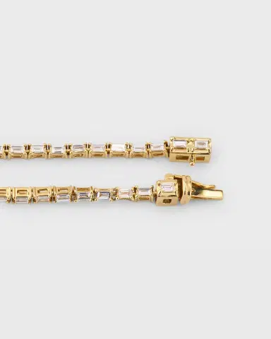 Lana 14K Yellow Gold Baguette Diamond Tennis Necklace. 16"L | Thumbnail 7