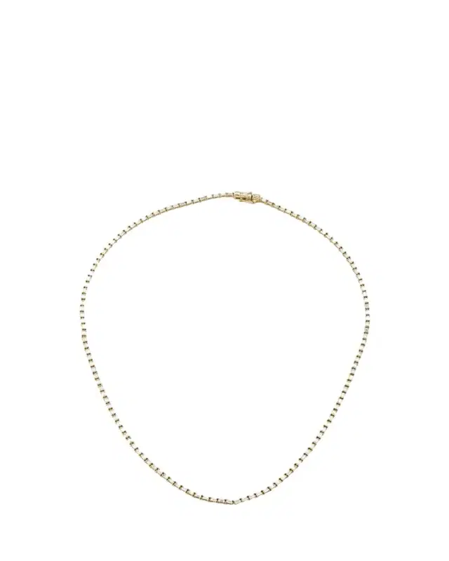Lana 14K Yellow Gold Baguette Diamond Tennis Necklace. 16"L