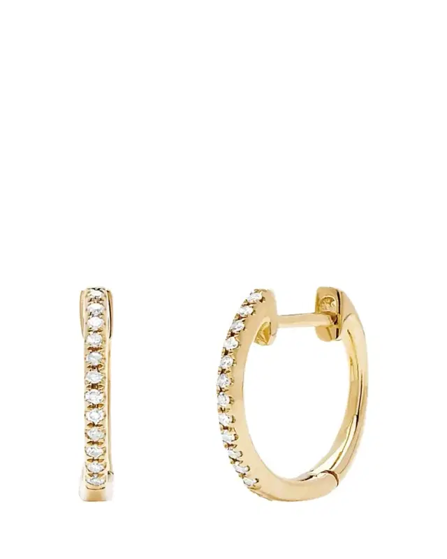 14K Gold Diamond Huggie Earrings
