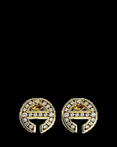 Hoorsenbuhs 18K Yellow Gold MMV Channel Set White Diamond Earrings | Thumbnail 2