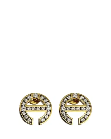 Hoorsenbuhs 18K Yellow Gold MMV Channel Set White Diamond Earrings | Thumbnail 1