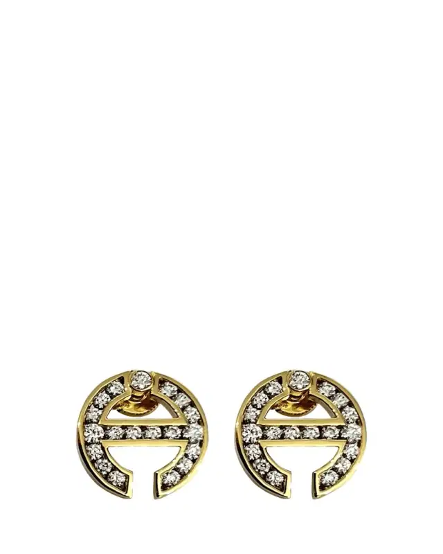Hoorsenbuhs 18K Yellow Gold MMV Channel Set White Diamond Earrings