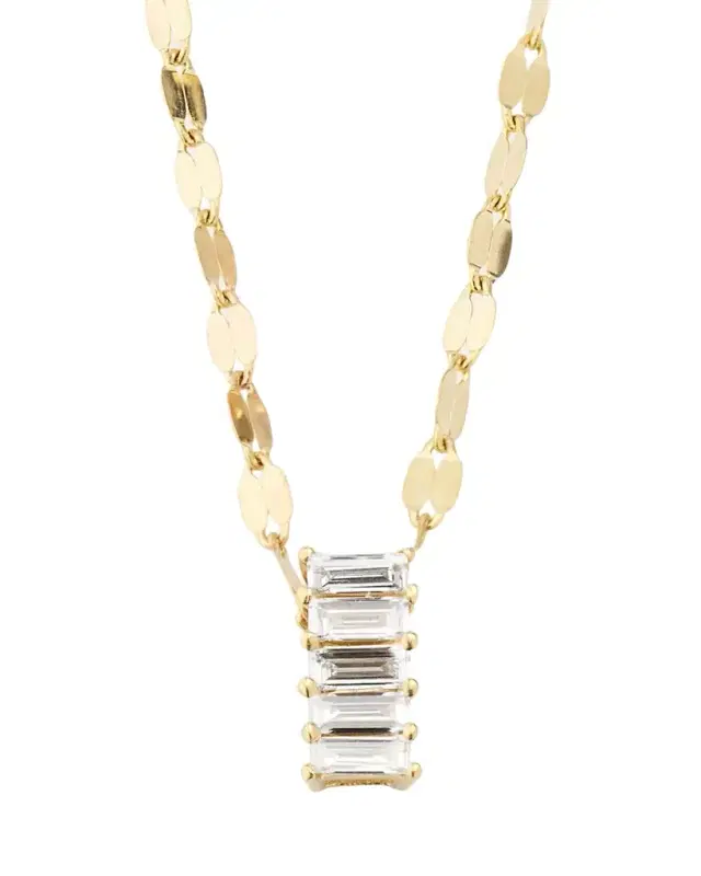 Lana 14K Yellow Gold Baguette Diamond Vertical Pendant Necklace