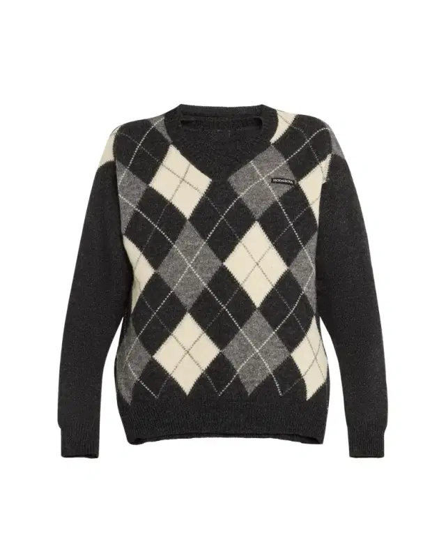 HODAKOVA Attached Argyle Knitted Wool Sweater