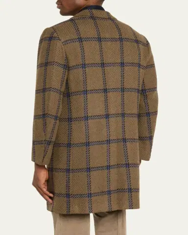 Kiton Men's Windowpane Cashmere Topcoat | Thumbnail 3
