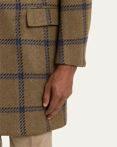 Kiton Men's Windowpane Cashmere Topcoat | Thumbnail 5