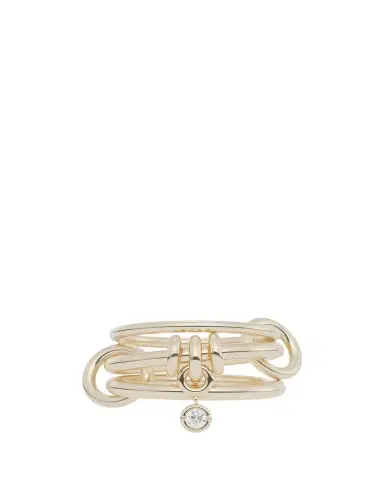 Spinelli Kilcollin 18K Yellow Gold Piera 3-Link Ring with White Diamond Charm | Thumbnail 1 Spinelli Kilcollin 18K Yellow Gold Piera 3-Link Ring with White Diamond Charm | Thumbnail 1