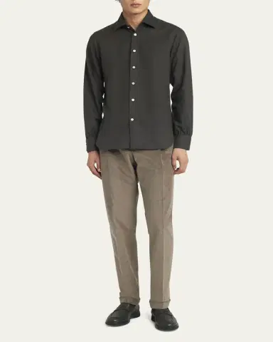 Kiton Men's Twill Flannel Sport Shirt | Thumbnail 2 Kiton Men's Twill Flannel Sport Shirt | Thumbnail 2
