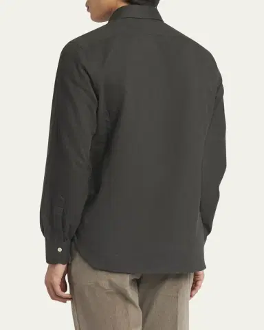 Kiton Men's Twill Flannel Sport Shirt | Thumbnail 3 Kiton Men's Twill Flannel Sport Shirt | Thumbnail 3