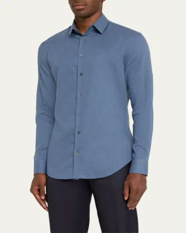 Giorgio Armani Men's Tonal Chevron Sport Shirt | Thumbnail 4 Giorgio Armani Men's Tonal Chevron Sport Shirt | Thumbnail 4