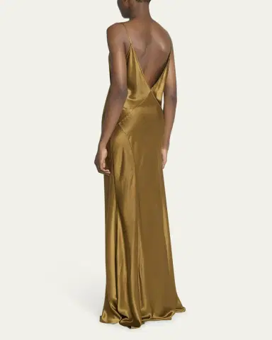 Saint Laurent Satin Drop Waist Gown | Thumbnail 3