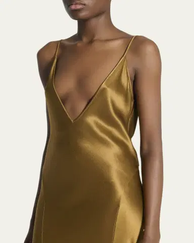 Saint Laurent Satin Drop Waist Gown | Thumbnail 5