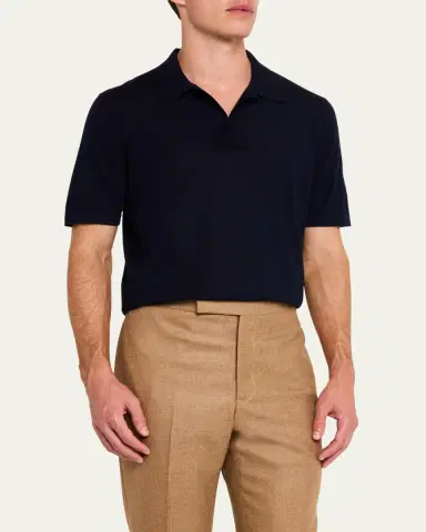 Gabriela Hearst Men's Stendhal Cashmere Knit Polo Shirt | Thumbnail 4 Gabriela Hearst Men's Stendhal Cashmere Knit Polo Shirt | Thumbnail 4
