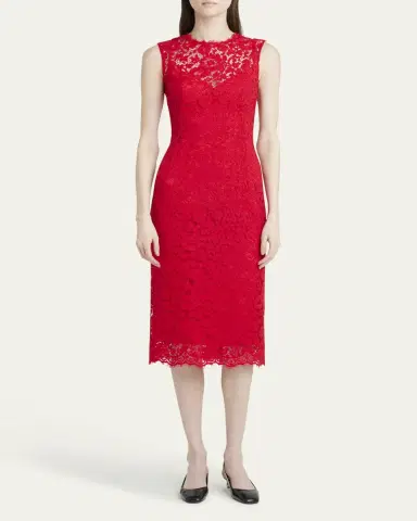 Dolce & Gabbana Frayed Floral Lace Midi Dress | Thumbnail 2