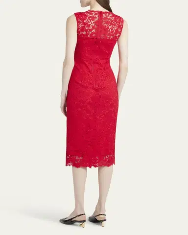 Dolce & Gabbana Frayed Floral Lace Midi Dress | Thumbnail 3