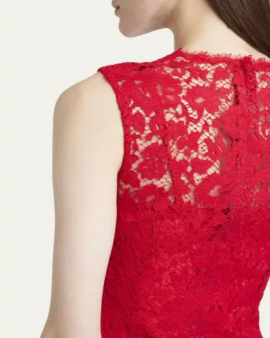 Dolce & Gabbana Frayed Floral Lace Midi Dress | Thumbnail 5