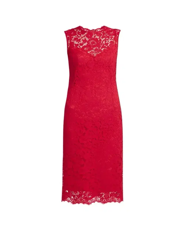 Frayed Floral Lace Midi Dress