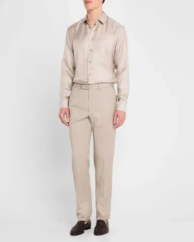 Giorgio Armani Men's Solid Silk Dress Shirt | Thumbnail 2