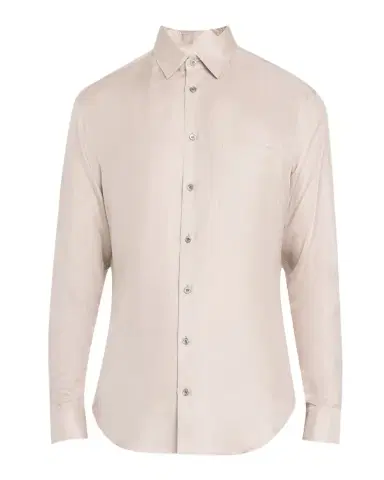 Giorgio Armani Men's Solid Silk Dress Shirt | Thumbnail 1