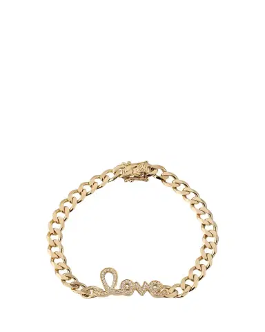 Sydney Evan 14K Yellow Gold and Diamond Love Script Curb Link Chain Bracelet | Thumbnail 1 Sydney Evan 14K Yellow Gold and Diamond Love Script Curb Link Chain Bracelet | Thumbnail 1